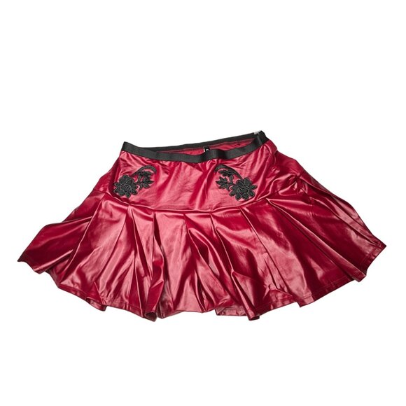 Coquette Other - Darque by Coquette Wetlook Pleated Mini Skirt Set • Merlot Black • XL • NWT